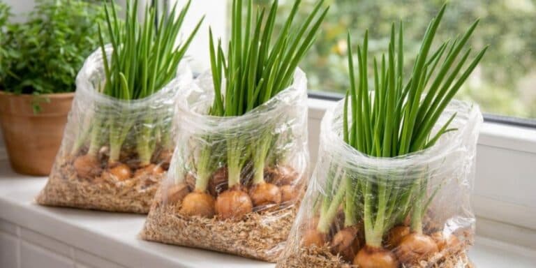 Без горщиків, без землі — а цибуля росте наче скажена! Геніальний спосіб у звичайному пакеті