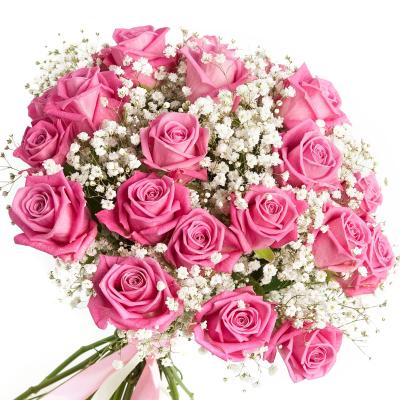 Букет із 19 рожевих троянд Сніжинка